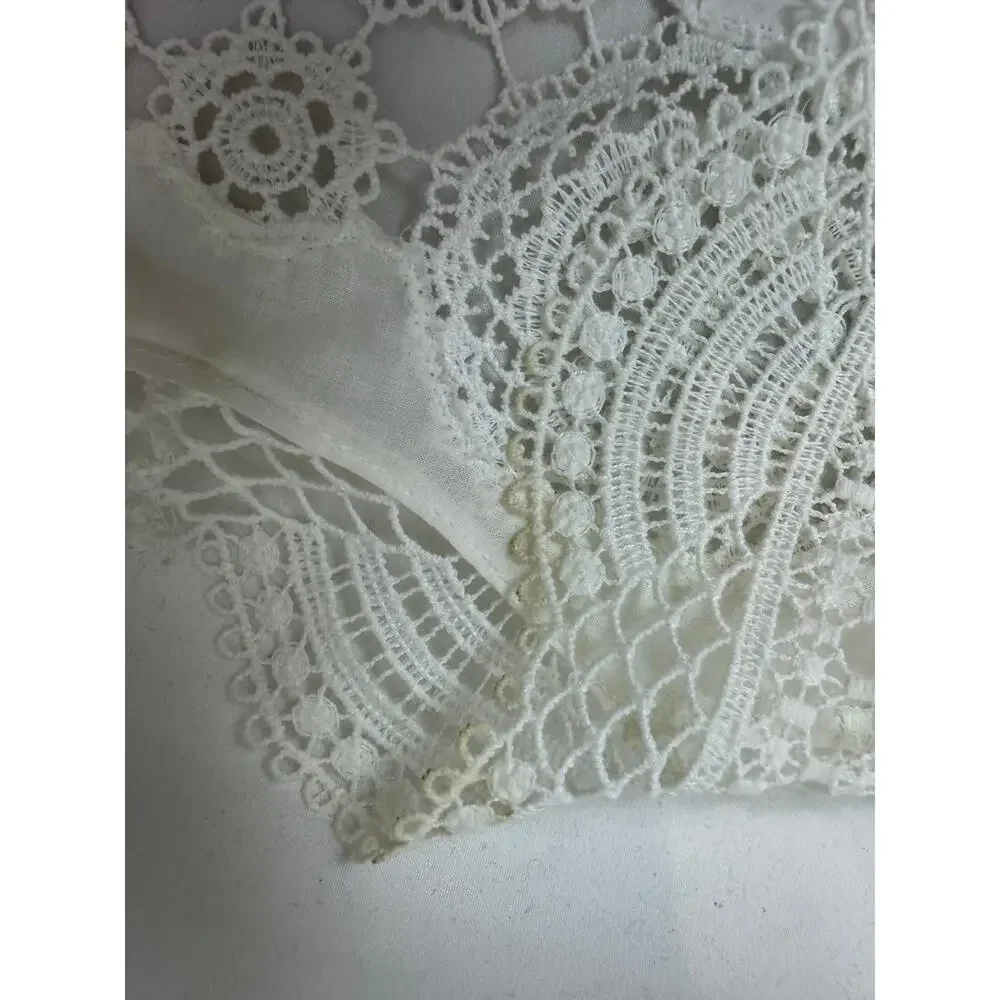 Gottex Women's White Crochet Lace Long Sleeve Swim Suit Cover Up Size Medium